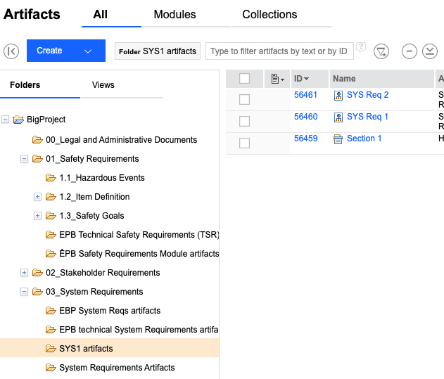 Interface of all requirements list with the removed requirement still there if we need to use it again